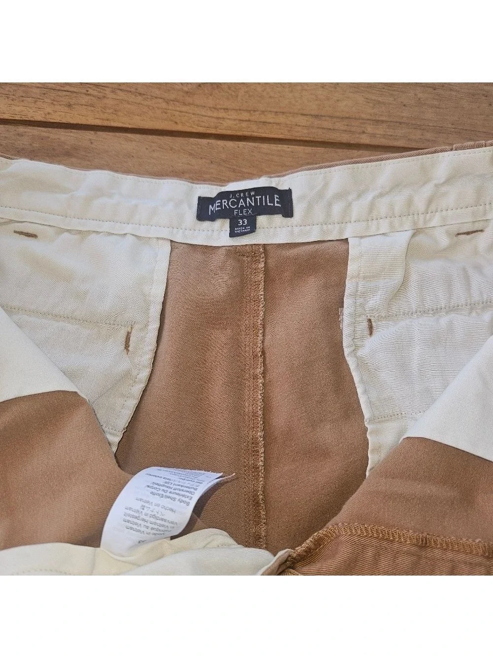 J Crew Shorts Mens 33 Khaki Mercantile Flex Chino Casual Golf Lightweight Shorts